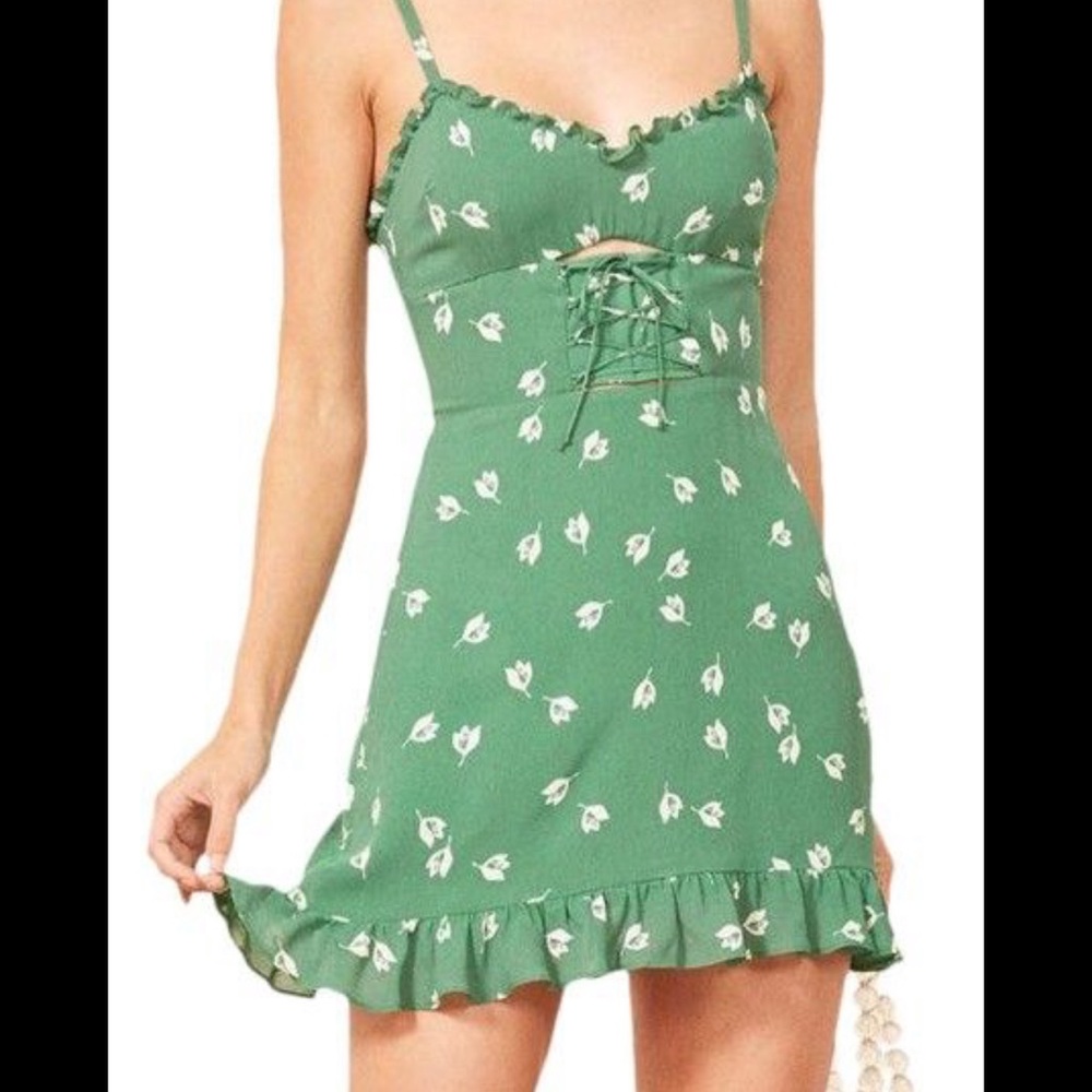 GREEN REFORMATION FRANNIE TULIPS MINI DRESS